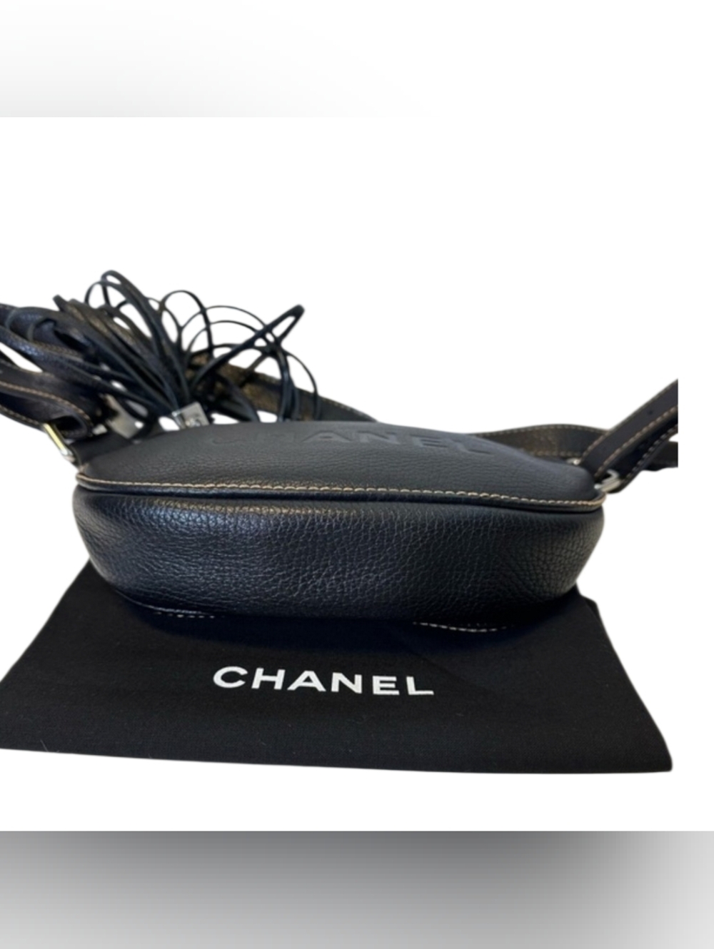 CHANEL Black Crescent Leather Shoulder/crossbody Bag with Tassel Accent - Picture 4 of 11